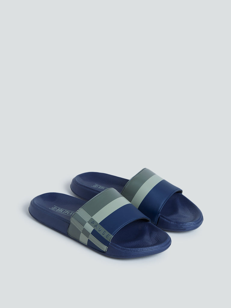 SOLEPLAY Navy Colour-Block Slides